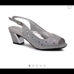 Silver peep toe heels NWOT